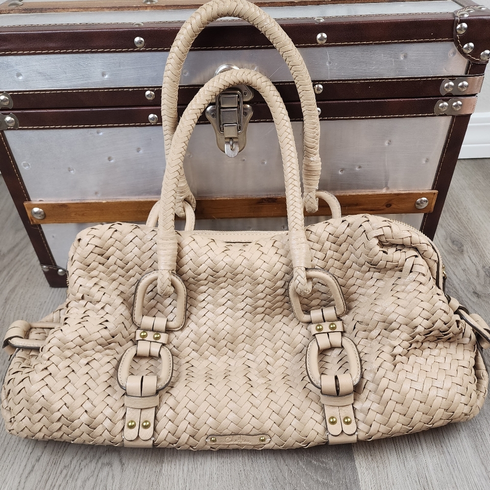 Cole Haan Woven Leather Slouchy Satchel Bag